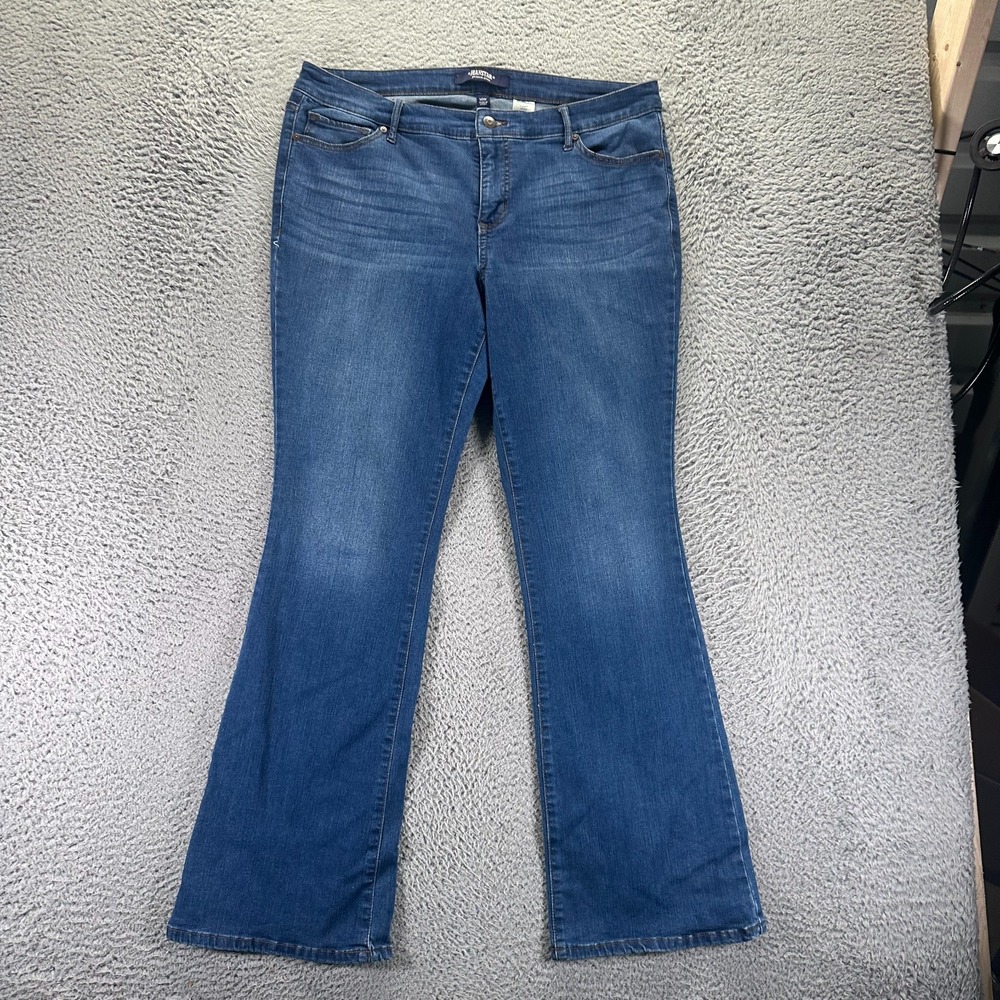 Jeanstar Jeans Women 14W Blue Cotton Denim Bootcut Workwear Travel Faded Stretch